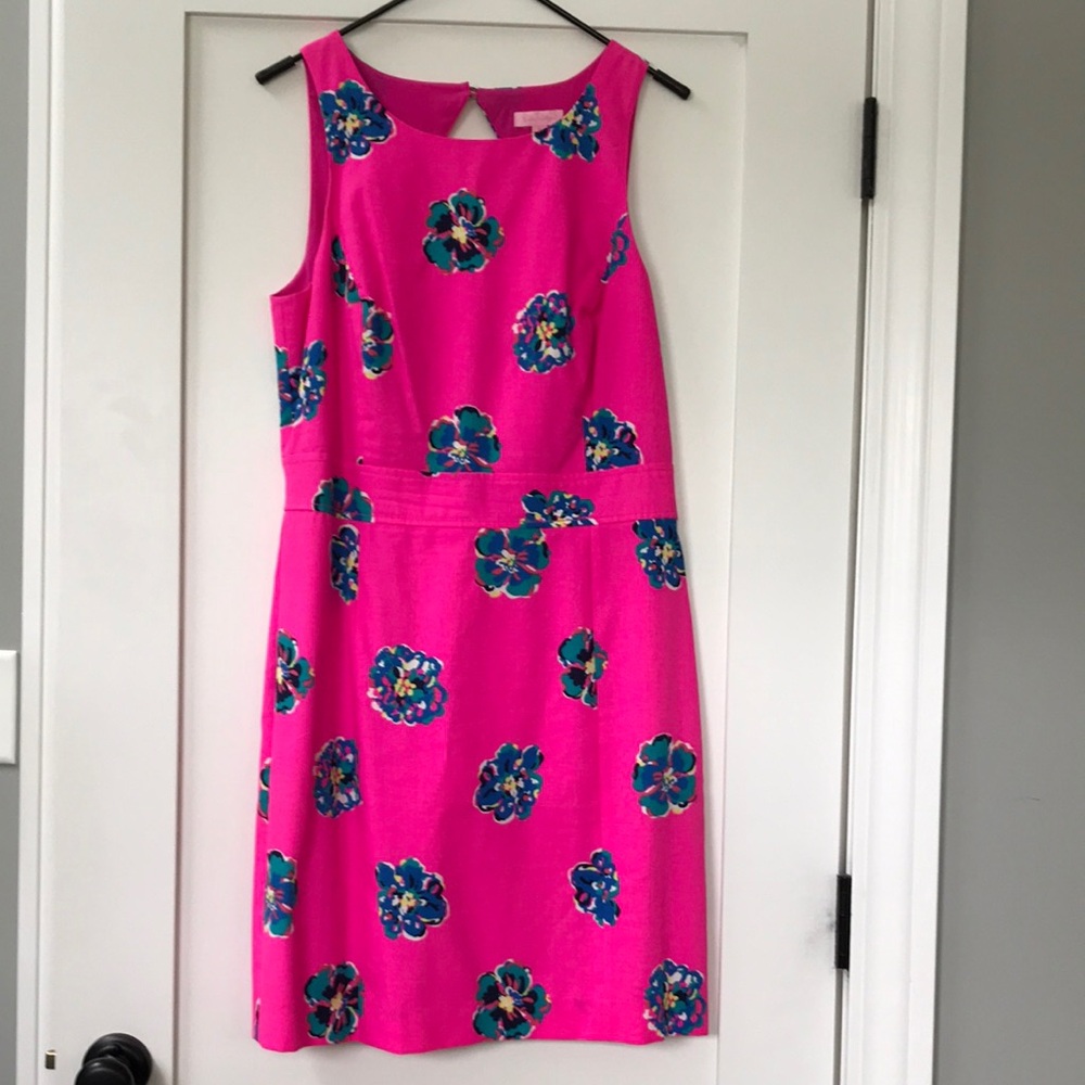 Lilly Pulitzer high cut pink colorful dress back cutout fitted sz 10